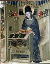 Central panel of an altarpiece dedicated to St. Augustine (354-430), Gothic Painting (1450-1500) ?