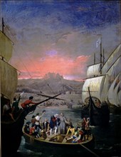 Departure of the Pinta, Niña and Santa Maria del Puerto de Palos' Christopher Columbus, Italian n?