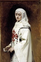 Maria Sverreri (1869-1928), Spanish theater actress, characterized as 'Dona Inés', oil by Raimund?
