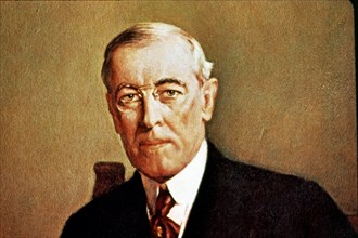 Thomas Woodrow Wilson (1856-1924), the twenty eighth U.S. president, Nobel Peace Prize, 1919.
