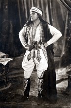 Rudolph Valentino (1895-1926), film actor born in Italy, in a scene from the movie 'The Son of th?