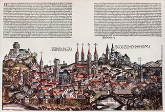 The City of Bamberg, colored xylography in 'Chronicarum', 1493.