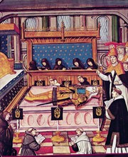 Death of Charlemagne (814) miniature, 14th century.