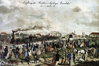 Inauguration of the first railway Munich - Augsburg on September 1, 1839.