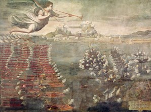 Battle of Lepanto, the winning ships entering the port of Messina.