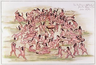 Discovery and Conquest of America, the effects of alcohol on the Indians, drawing from the book '?