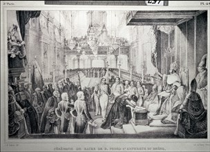 Coronation of Peter I as Emperor of Brazil, December 1, 1822, lithograph.
