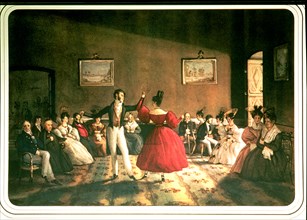 Dancing in a Buenos Aires ballroom, watercolor 1831.