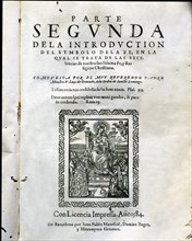 Introduction of the 'Symbol of faith', cover of the second part of the work by Fray Luis de Grana?