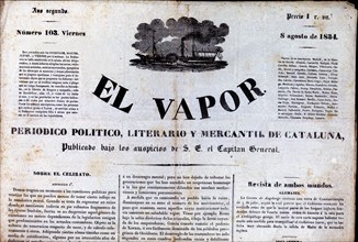 Head of the newspaper 'El Vapor, político, literario y mercantil de Cataluña' (The Steam, politic?