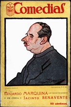 Cover of the publication 'Comedias'. Caricature of Eduardo Marquina Angulo (1879-1946). Siglo XX ?
