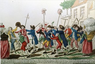 French Revolution, Parisian exiting Versailles with the heads of the Swiss Guard, October 5, 1789.