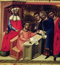 Development of the laws, Miniature in 'Codex Justinian Institutiones Feodorum et Alia', illuminat?