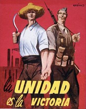 Spanish Civil War (1936-1939), poster 'La unidad es la victoria' (Unity is victory) by Babiano, p?