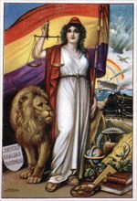 Allegory of the Republic, Second Spanish Republic (1931 - 1936), poster published in Valencia in ?