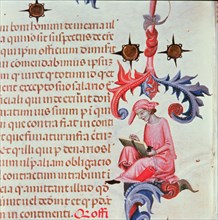Representation of a scribe or historian, miniature in the 'Llibre dels Usatges i Constitucions de?