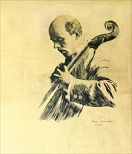 Pau Casals (1876-1973), Catalan cellist, conductor and composer, drawing made in Vienna in 1930 b?