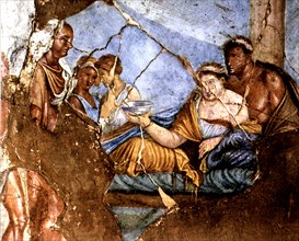 Scene of a feast', fresco from Pompeii.