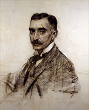 Charcoal portrait Francesc Macia (1859 - 1933), Spanish soldier and politician, president of the ?