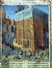 Construction of the Temple of Solomon, represented as the great portico of the Cathedral of Bourg?