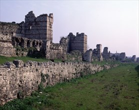 A view of the walls of Theodosius II in Istanbul.