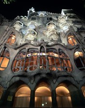 Façade of the Batllo House (1905-1907), designed by the Catalan architect Antoni Gaudí.