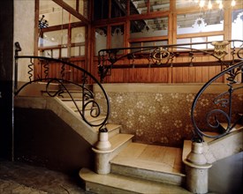Staircase of the Thomas house in 293 Mallorca street by Lluís Domènech i Montaner, 1895 - 1898, e?