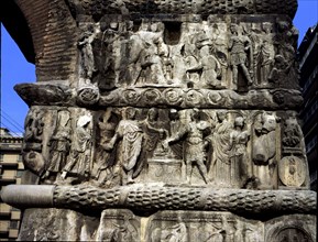 Arch of Galerius in Thessalonika, detail of one of the columns, with scenes commemorating the Rom?