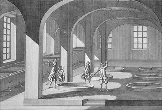 Interior of a soap factory, illustration in the 'Encyclopedie', Paris, 1715.