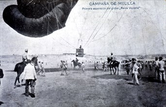Campaign of Melilla, first ascent of the observation balloon Queen Victoria, 1909.