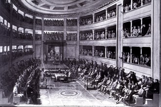 Reign of Ferdinand VII, opening of the Spanish parliament in Madrid.