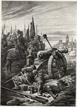 Alessandro Farnese troops lay siege to the city of Antwerp in 1585.
