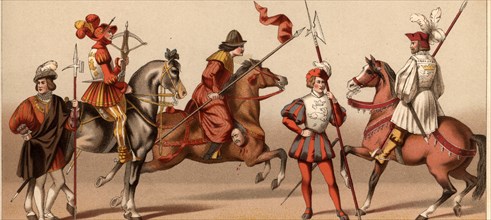 Gentlemen, crossbowman and halberdier in 1507-1520. Reigns of Louis XII and Francis I of France.
