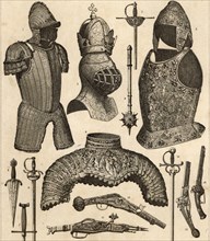 Various royal armors, helmets, bladed weapons and firearms.