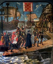 Landing of Cardinal Cisneros in Oran, 1514, fresco in the Mozarabic chapel of the Cathedral.