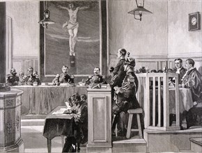 Process of high treason. Council of War'. Alfred Dreyfus (1859-1935), French military, engraving ?