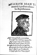 Joan Timoneda (1518-1583), writer, playwright and Valencian bookseller, portrait and verses Timon?