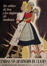 Spanish Civil War (1936-1939), 'Today's girls and women of tomorrow', poster published by the You?