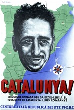 Spanish Civil War (1936-1939), Propaganda Poster 'Catalonia' published by the Centre Català Repub?