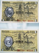 Banknotes issued by the city of Reus in April 1937 during the Spanish Civil War (1936-1939).