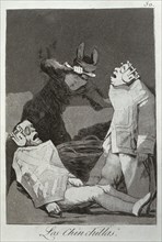 Los Caprichos, series of etchings by Francisco de Goya (1746-1828), plate 50: 'Los Chinchillas' (?