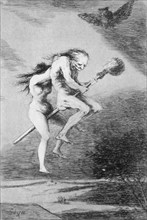Los Caprichos, series of etchings by Francisco de Goya (1746-1828), plate 68: 'Linda maestra' (Pr?