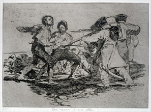 The Disasters of War, a series of etchings by Francisco de Goya (1746-1828), plate 2: 'Con razón ?
