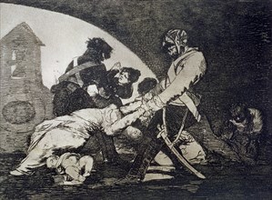 The Disasters of War, a series of etchings by Francisco de Goya (1746-1828), plate 11: 'Ni por es?