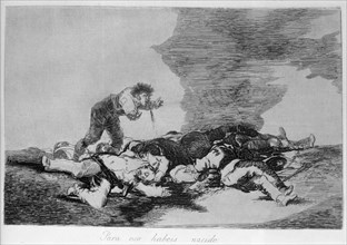 The Disasters of War, a series of etchings by Francisco de Goya (1746-1828), plate 12: 'Para eso ?
