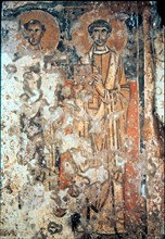 Paintings with Saints Cyprian and Calixtus, fresco in the Catacombs of Saint Calixtus in Rome.