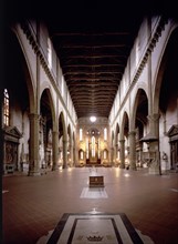 Interior view of the Church of Santa Croce, attributed to Arnolfo di Cambio in Florence.