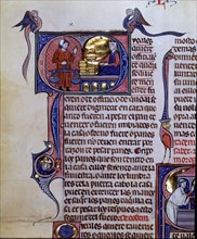 Detail of an illuminated page 'In dei exelsis Thesauris' called 'Vidal Mayor', on the Privileges ?