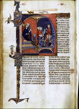 Miniature in 'Vidal Mayor', illuminated manuscript, c. 1290-1310, illustration of a king as a jud?