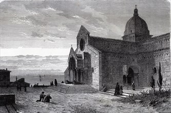 View of the Cathedral of Ancona, engraving.